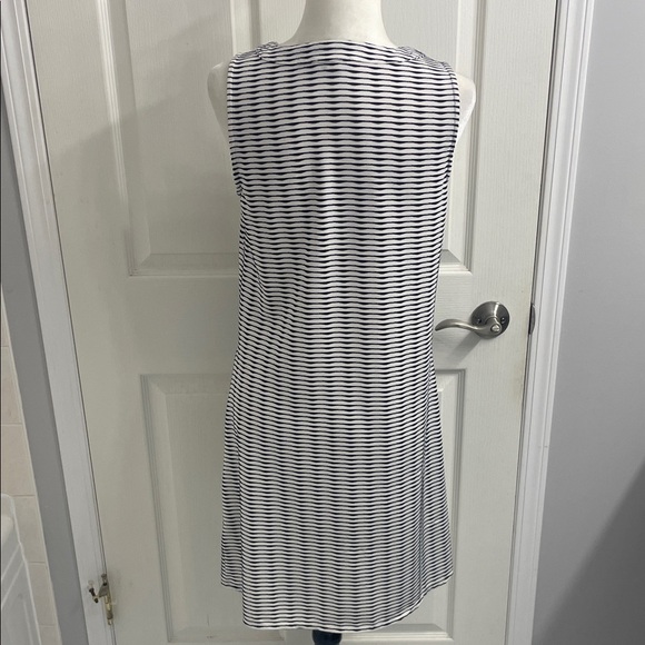 Tribal Black & White Striped Dress V Neck with Ties Sleeveless Pockets Sz S - Picture 8 of 11